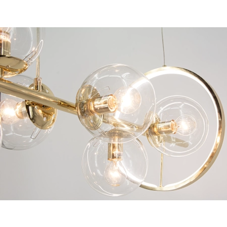 Lampa wisząca złota metalowa 8-punktowa szklana DRS3510/7 - Lampy Elem